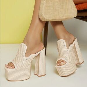 NWOT SHEIN Chunky Heeled Mule Sandal Wedges size 6